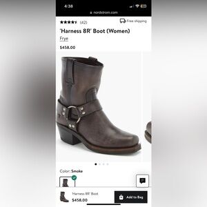 FRYE 8R Harness Leather Cognac Brown Boots